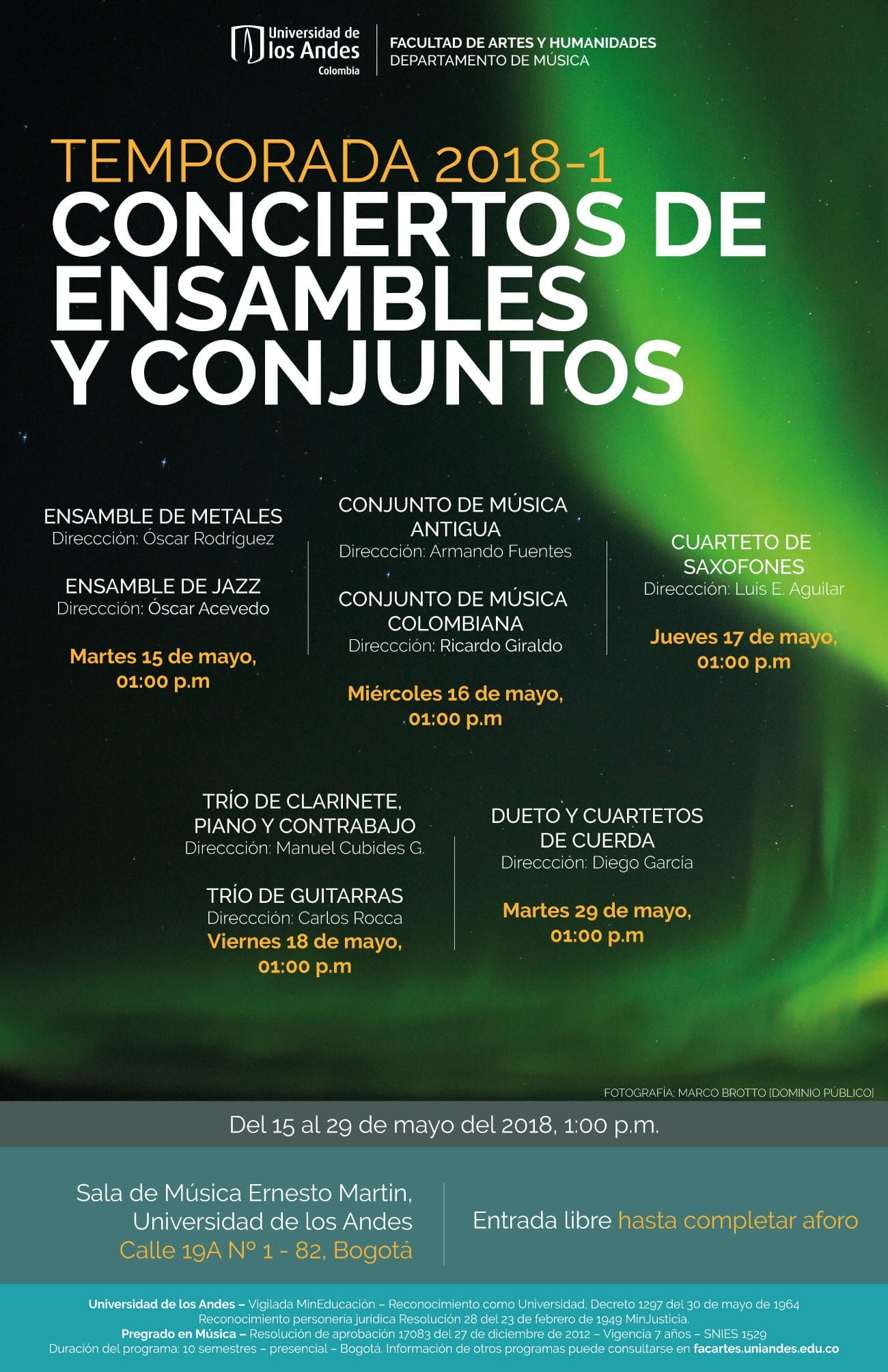 Temporada 2018-1 de Conciertos de los Ensambles y Conjuntos musicales uniandinos