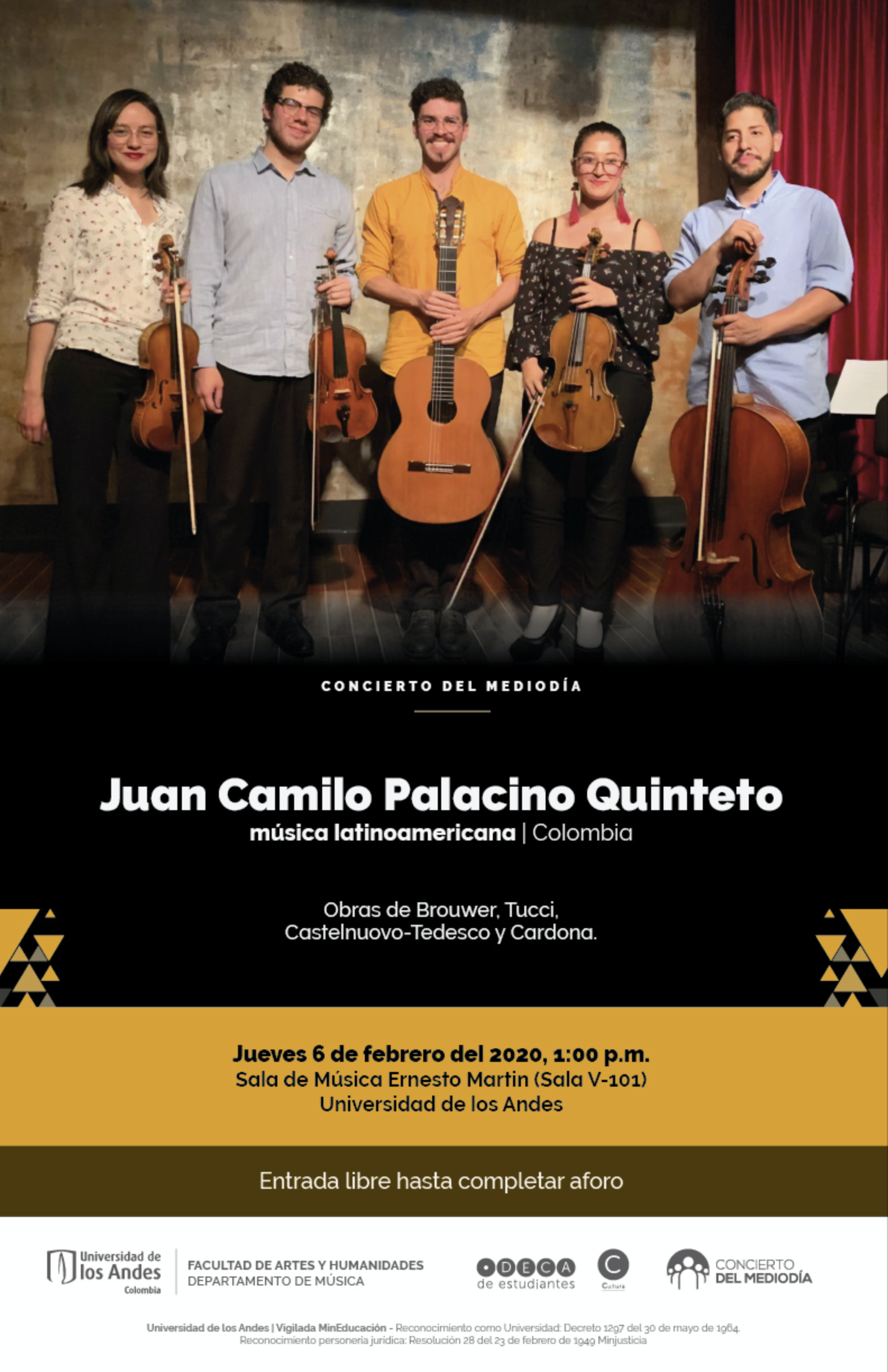 Concierto del mediodía: Juan Camilo Palacino Quinteto (Colombia)
