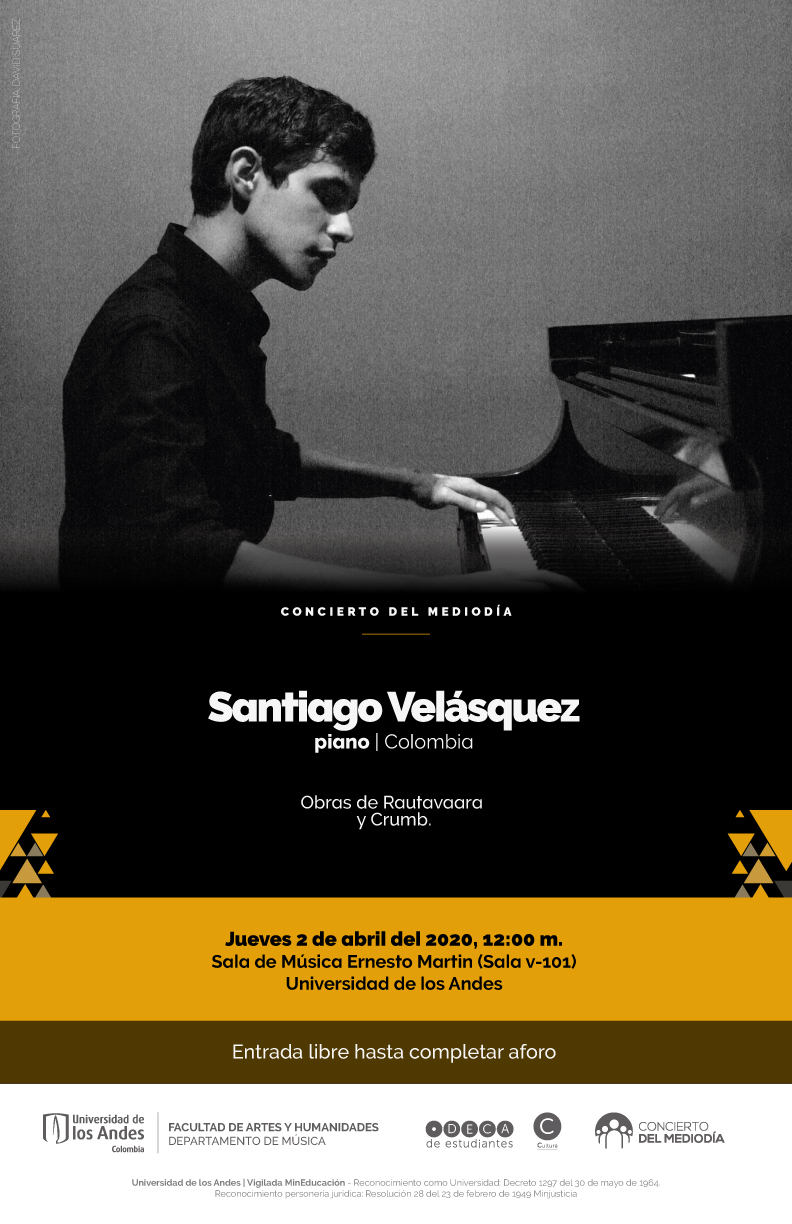 Concierto del mediodía: Santiago Velásquez, piano