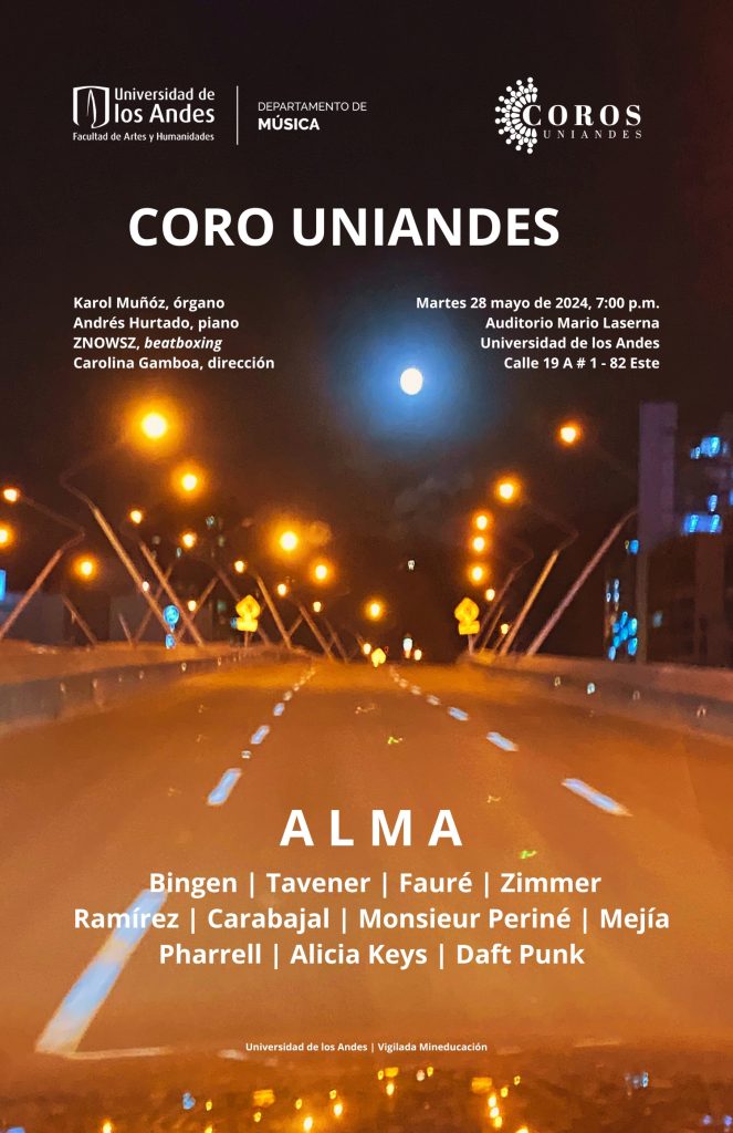 Martes 28 de mayo de 2024 a las 7:00 p.m. en el Auditorio Mario Laserna, Universidad de los Andes