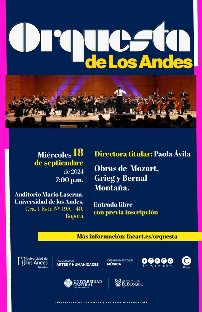 Miércoles 18 de septiembre de 2024 a las 7:00 p.m. en el Auditorio Mario Laserna, Universidad de los Andes