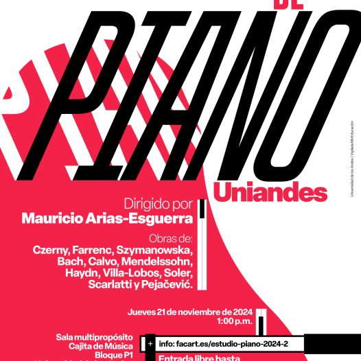 Concierto del mediodía: Estudio de piano Uniandes, jueves 21 de noviembre a la 1:00 p.m. en el La Cajita de música, Universidad de los Andes