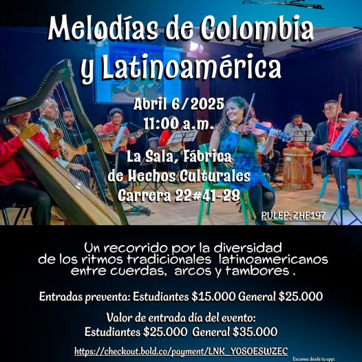 Flor Lasso presenta: Melodías de Colombia y Latinoamérica, domingo 6 de abril de 2025 a las 11:00 a.m. en La Sala, fabrica de hechos culturales