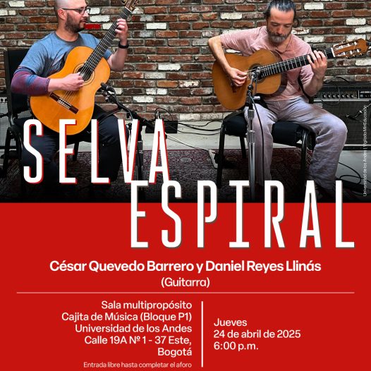 Concierto de la Tarde: Selva Espiral (guitarra), jueves 24 de abril de 2025 a las 6:00 p.m. en la Cajita de música