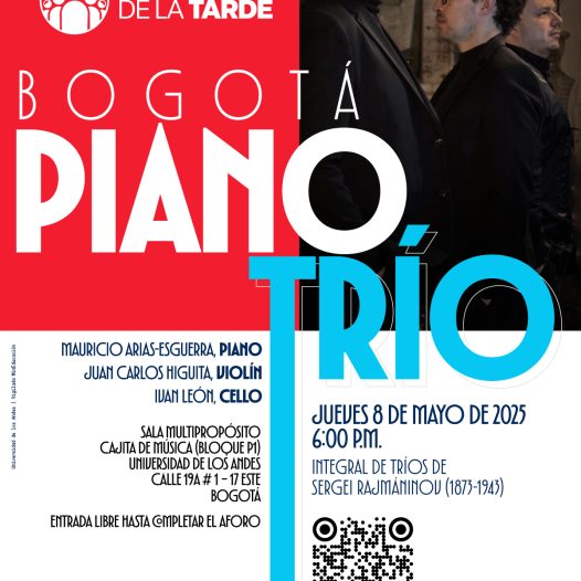 Concierto de la Tarde: Bogotá Piano Trío, jueves 8 de mayo de 2025 a las 6:00 p.m. en la Cajita de música, Universidad de los Andes