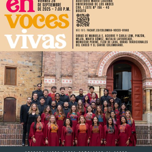 Coro Uniandes: viernes 26 de septiembre de 2025 a las 7:00 p.m. en el Auditorio Mario Laserna, Universidad de los Andes