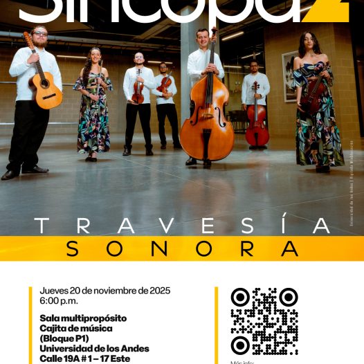 Concierto de la Tarde: Travesía sonora de Sincopa2, jueves 20 de noviembre de 2025 a las 6:00 p.m. en la Universidad de los Andes