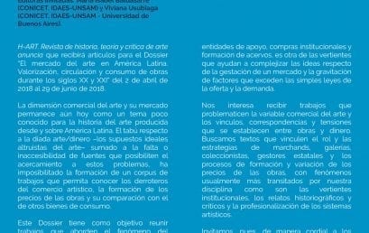 Convocatoria Dossier H-Art: El mercado del arte en América Latina