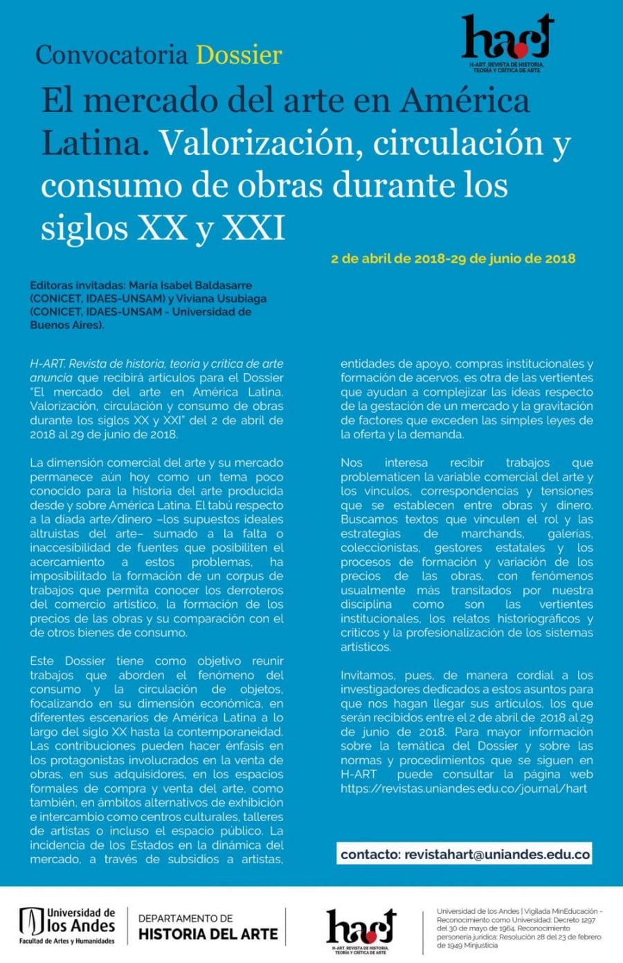 Convocatoria Dossier H-Art: El mercado del arte en América Latina