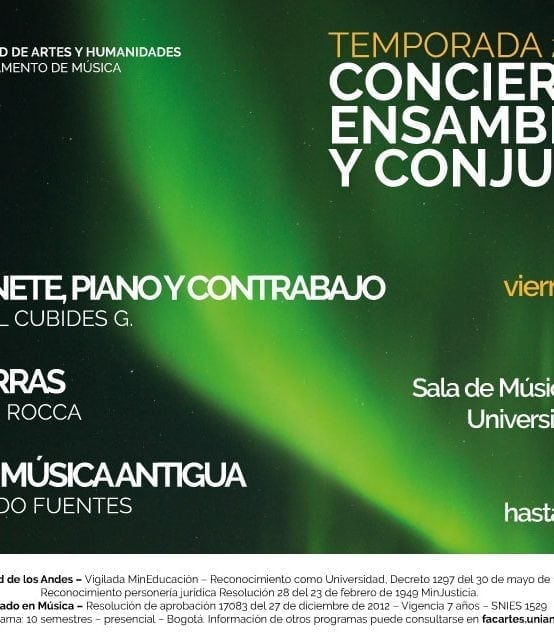 Trío de clarinete, piano y contrabajo, Trío de guitarras y Conjunto de música antigua