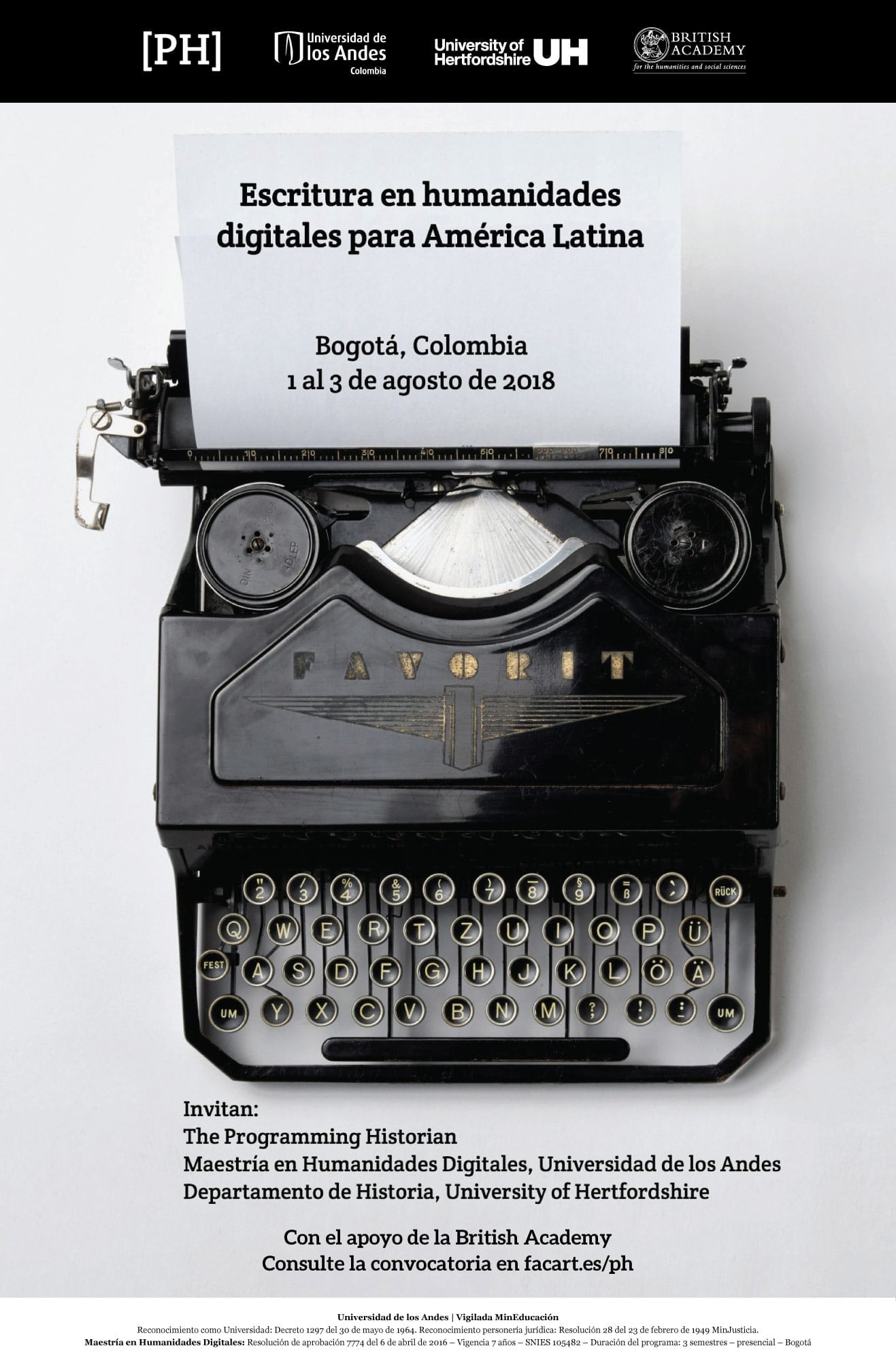 Taller de Escritura en Humanidades Digitales tendrá lugar en Los Andes