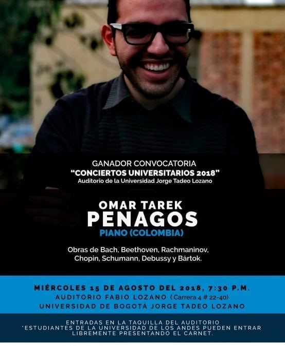 Recital de piano: Omar Tarek Penagos (Colombia)