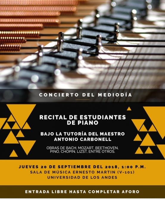 Concierto del mediodía: estudiantes de piano, bajo la tutoría del maestro Antonio Carbonell