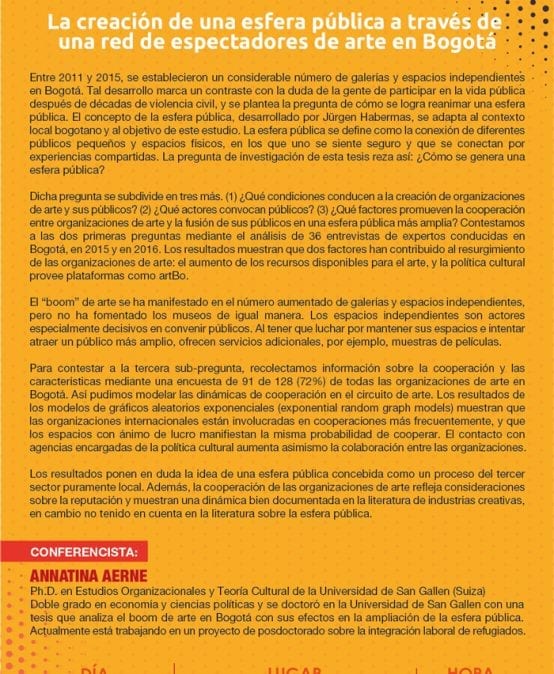 La creación de una esfera pública a través de una red de espectadores de arte en Bogotá