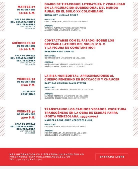 Sustentaciones de tesis de la Maestría en Literatura