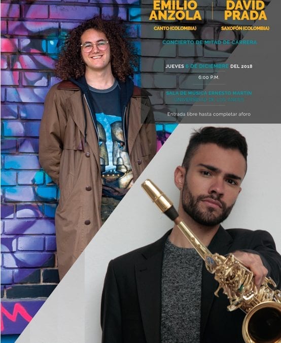 Concierto de mitad de carrera de Emilio Anzola, canto, y David Santiago Prada, saxofón
