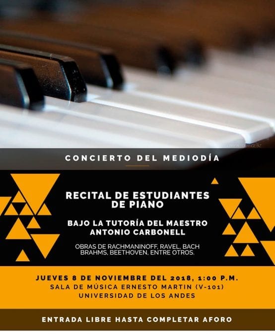 Concierto del mediodía: Estudiantes de piano, bajo la dirección de Antonio Carbonell
