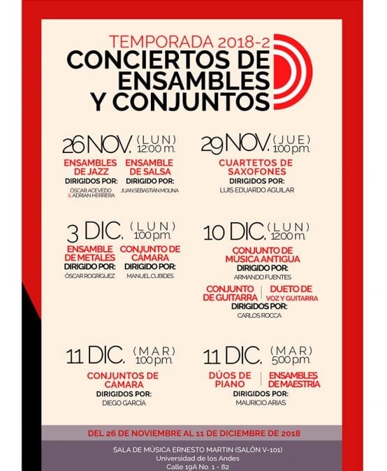 Temporada de Conciertos de los Ensambles y Conjuntos musicales uniandinos – 2018-2