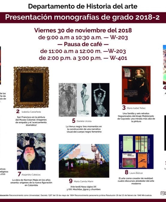 Presentación de monografías de grado 2018-2 del Departamento de Historia del Arte