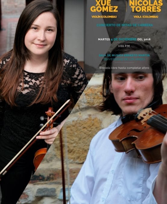 Concierto de mitad de carrera: Xué Gómez, violín / Nicolás Torres, viola