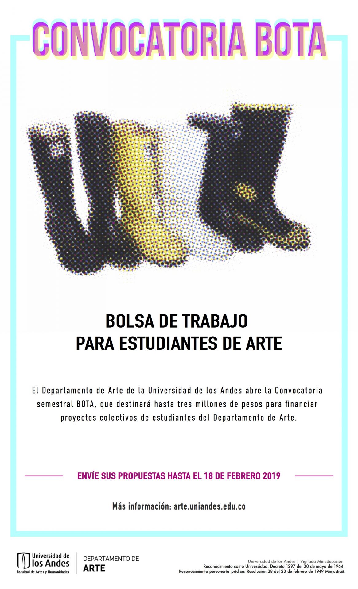 La convocatoria semestral BOTA estará abierta hasta el 18 de febrero de 2019.