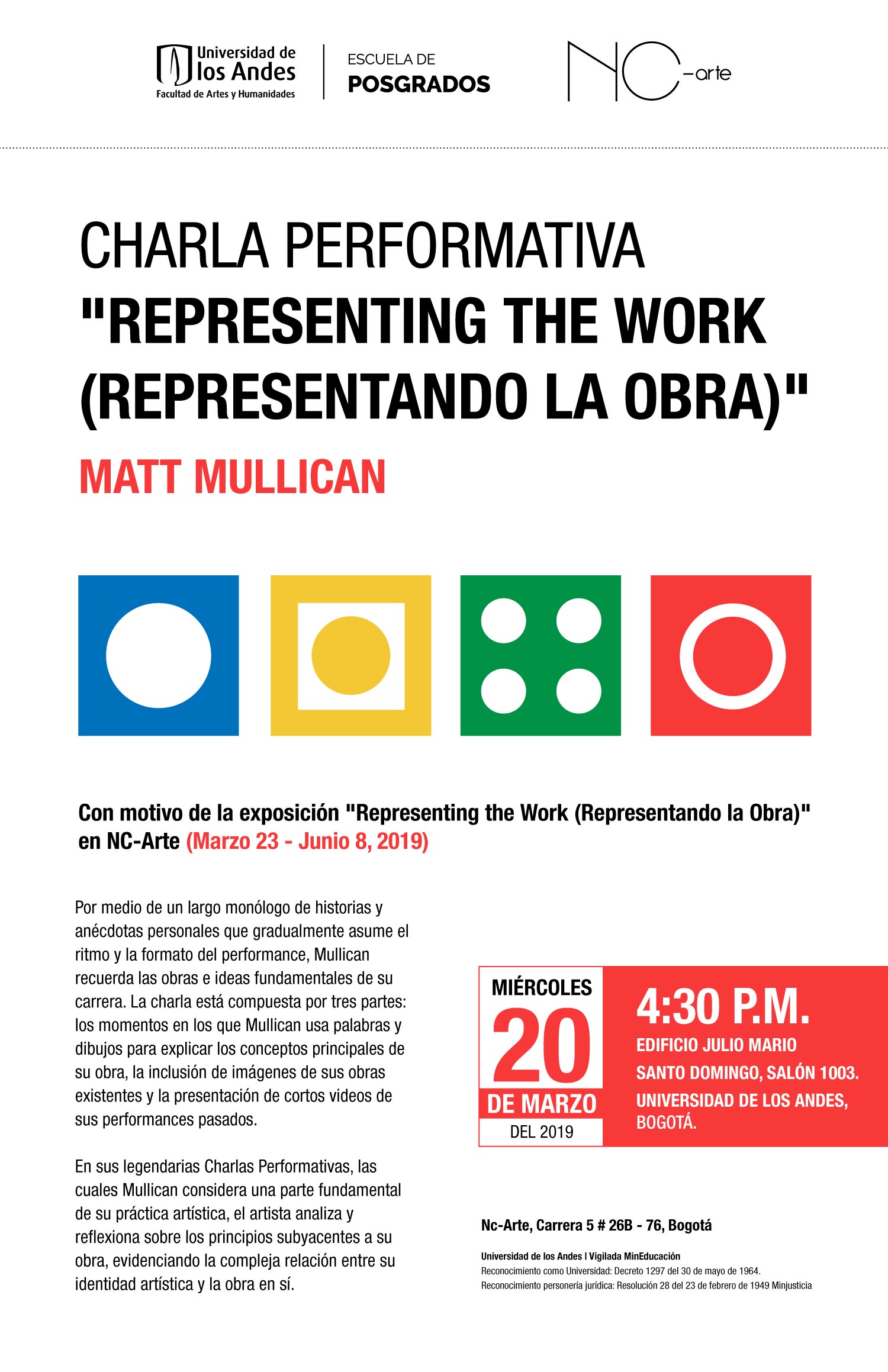 CHARLA PERFORMATIVA "REPRESENTING THE WORK (REPRESENTANDO LA OBRA)"