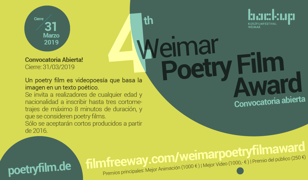 Convocatoria que llega desde la ciudad de Weimar en Alemania acerca de Poetry film.
