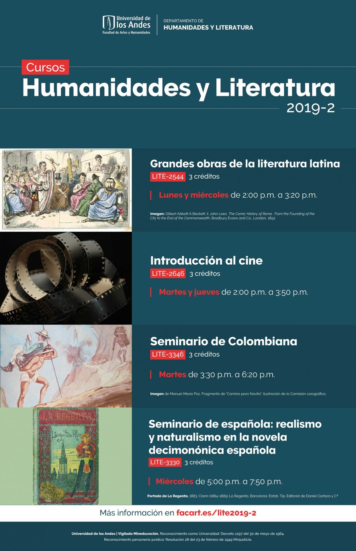 Conozca la oferta de cursos en Literatura para el periodo 2019-2 en Uniandes.