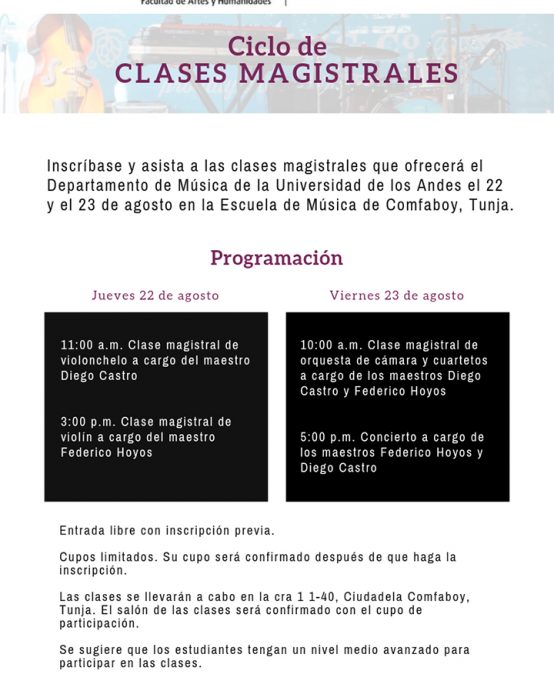 Ciclo de clases magistrales de Música en Tunja