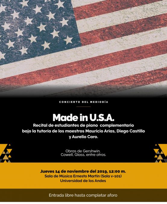 Concierto del Mediodía: Made in U.S.A. – Recital de estudiantes de piano complementario