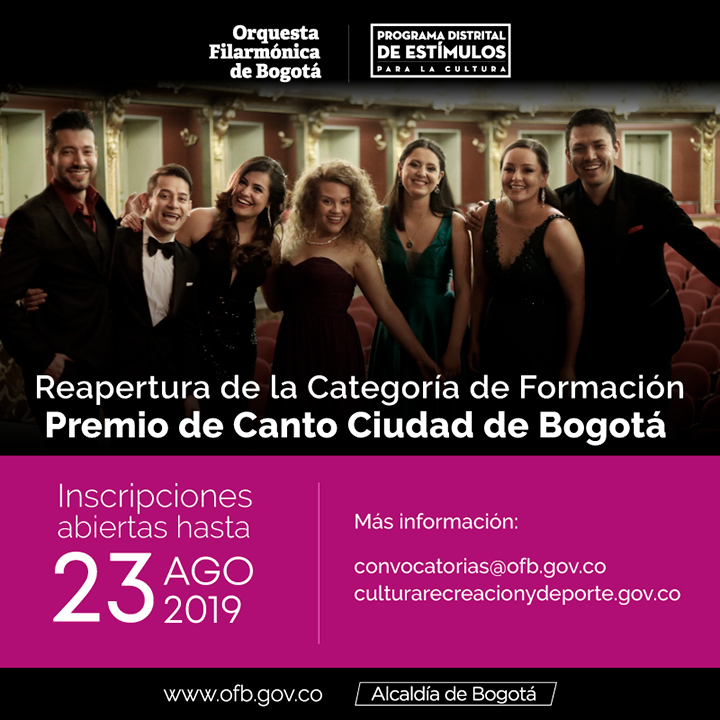 Fecha de cierre para inscripciones: 23 de agosto de 2019.