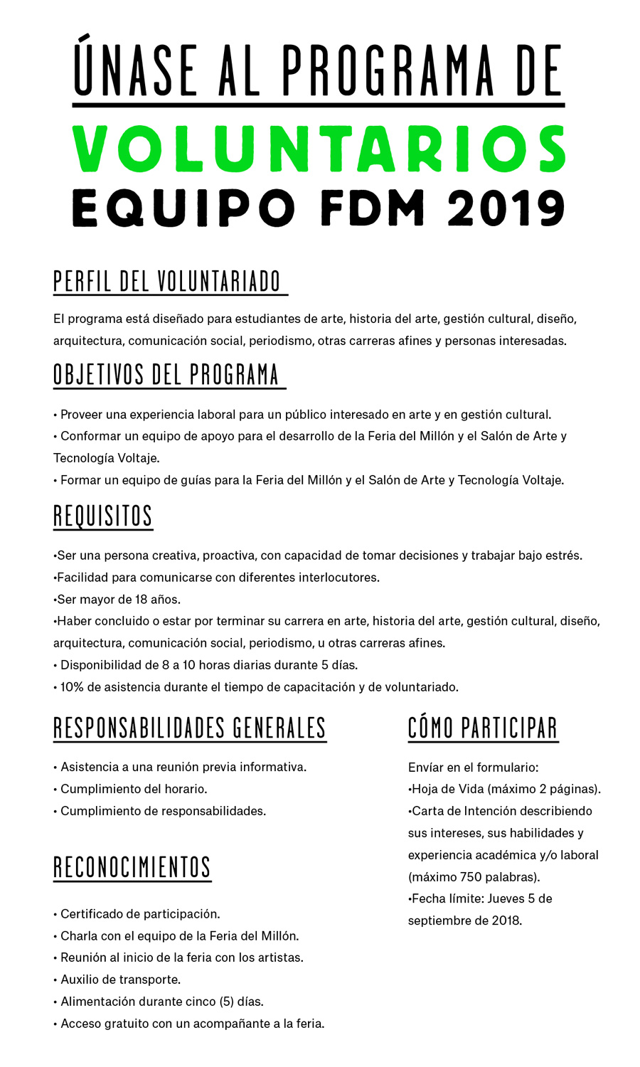 Convocatoria abierta hasta el 8 de septiembre de 2019.
