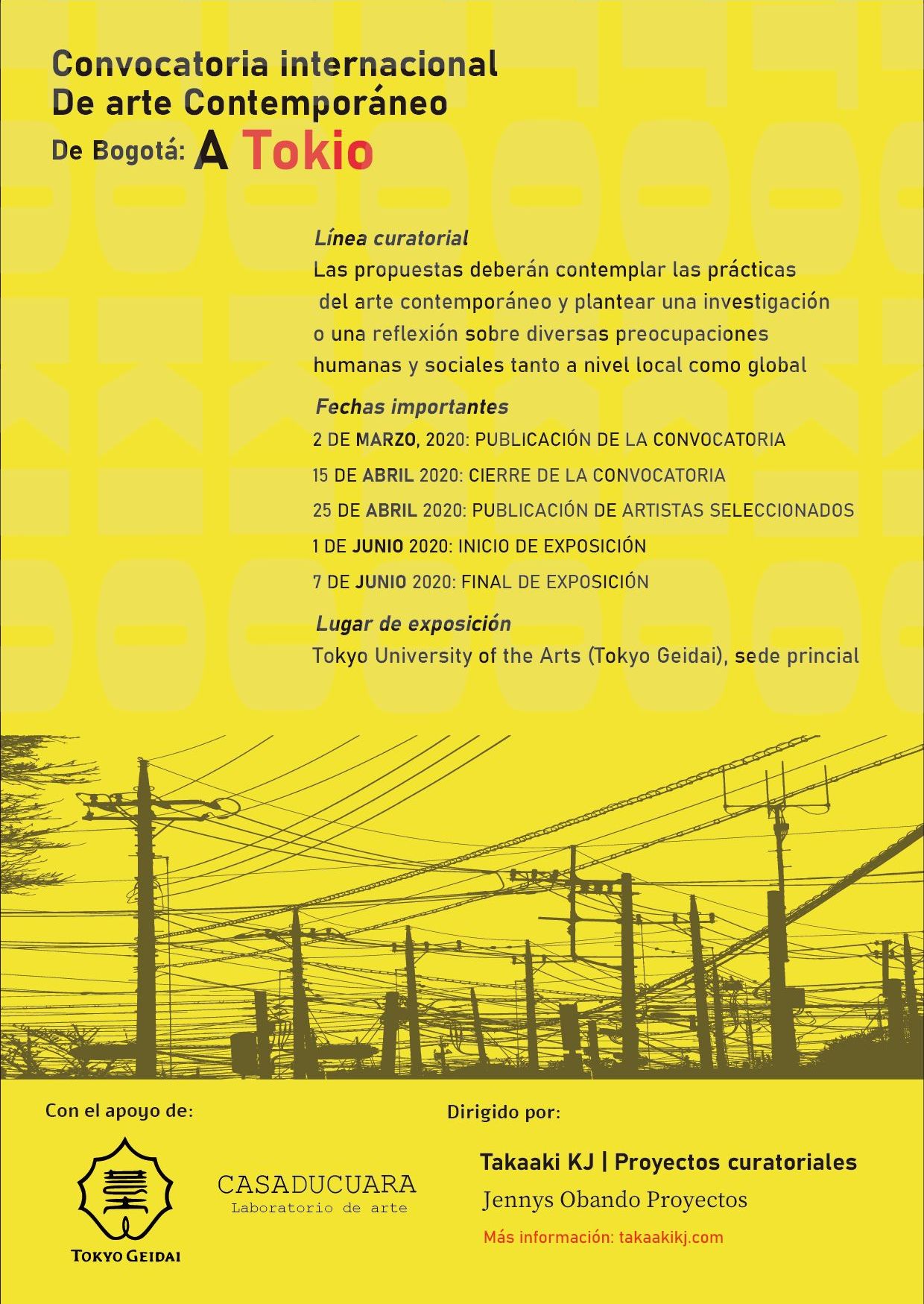 Convocatoria abierta para artistas en Bogotá hasta el 15 de abril de 2020.