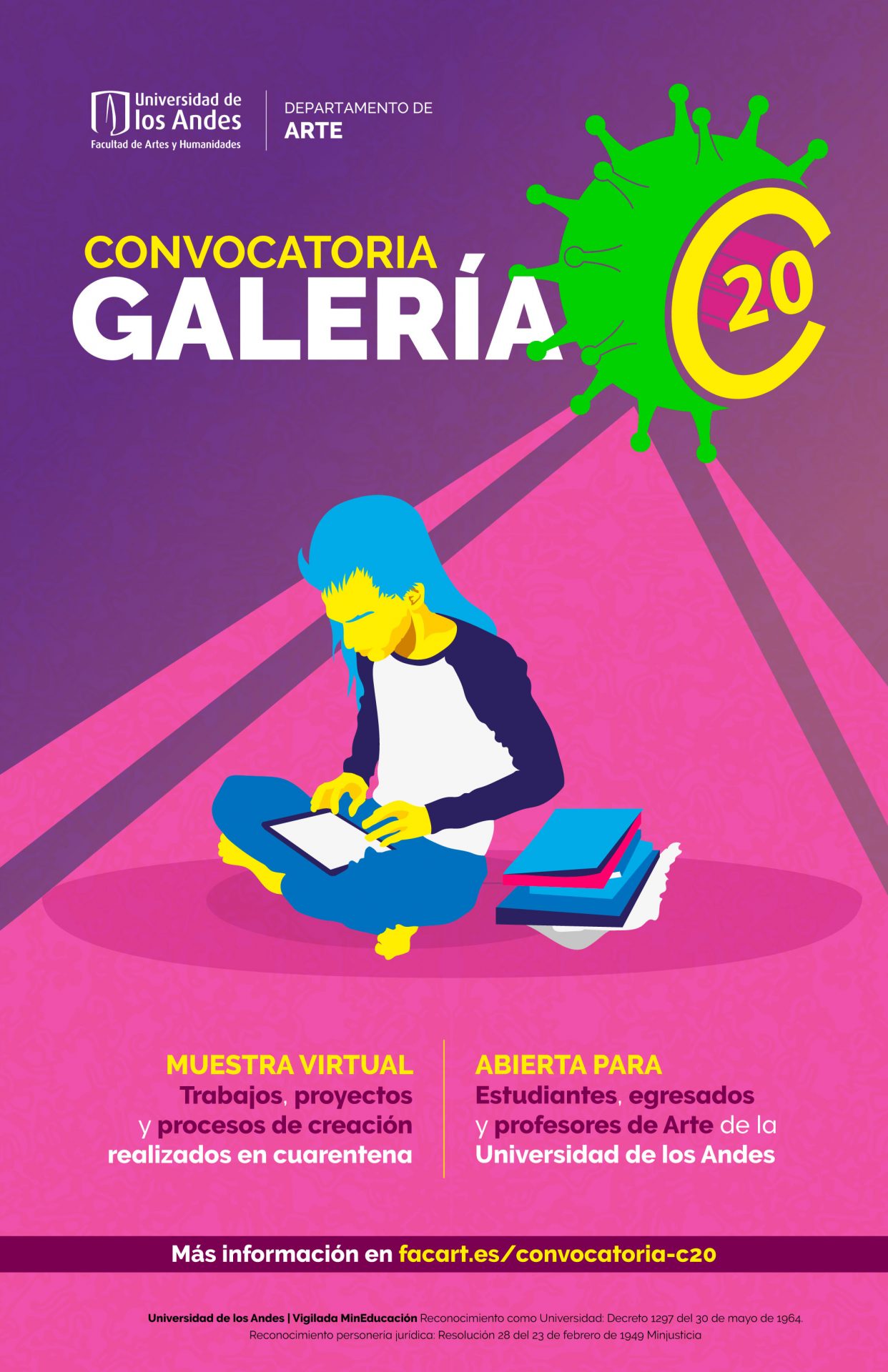Convocatoria para estudiantes, egresados y profesores de arte de Los Andes.