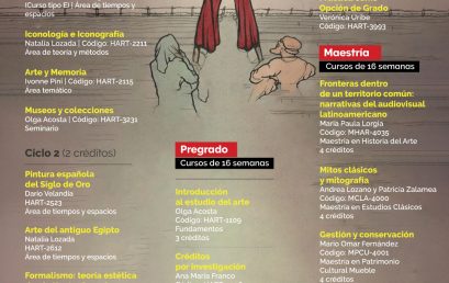 Oferta de cursos segundo semestre de 2020 Historia del Arte