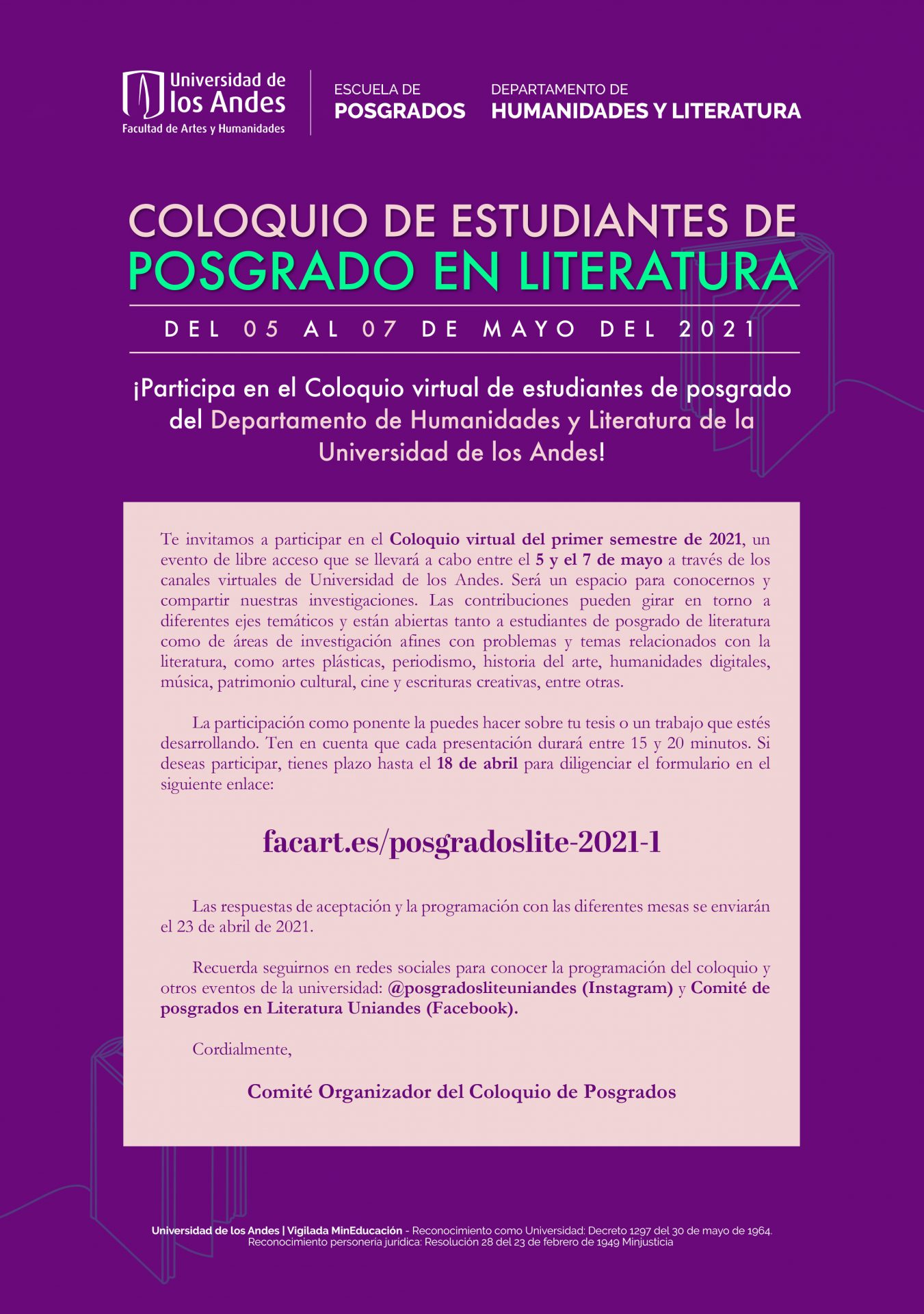 Convocatoria abierta hasta el domingo 18 de abril de 2021