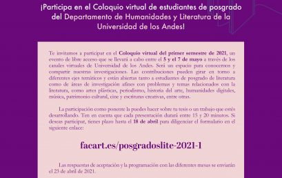 Convocatoria: Coloquio de estudiantes de posgrado en Literatura