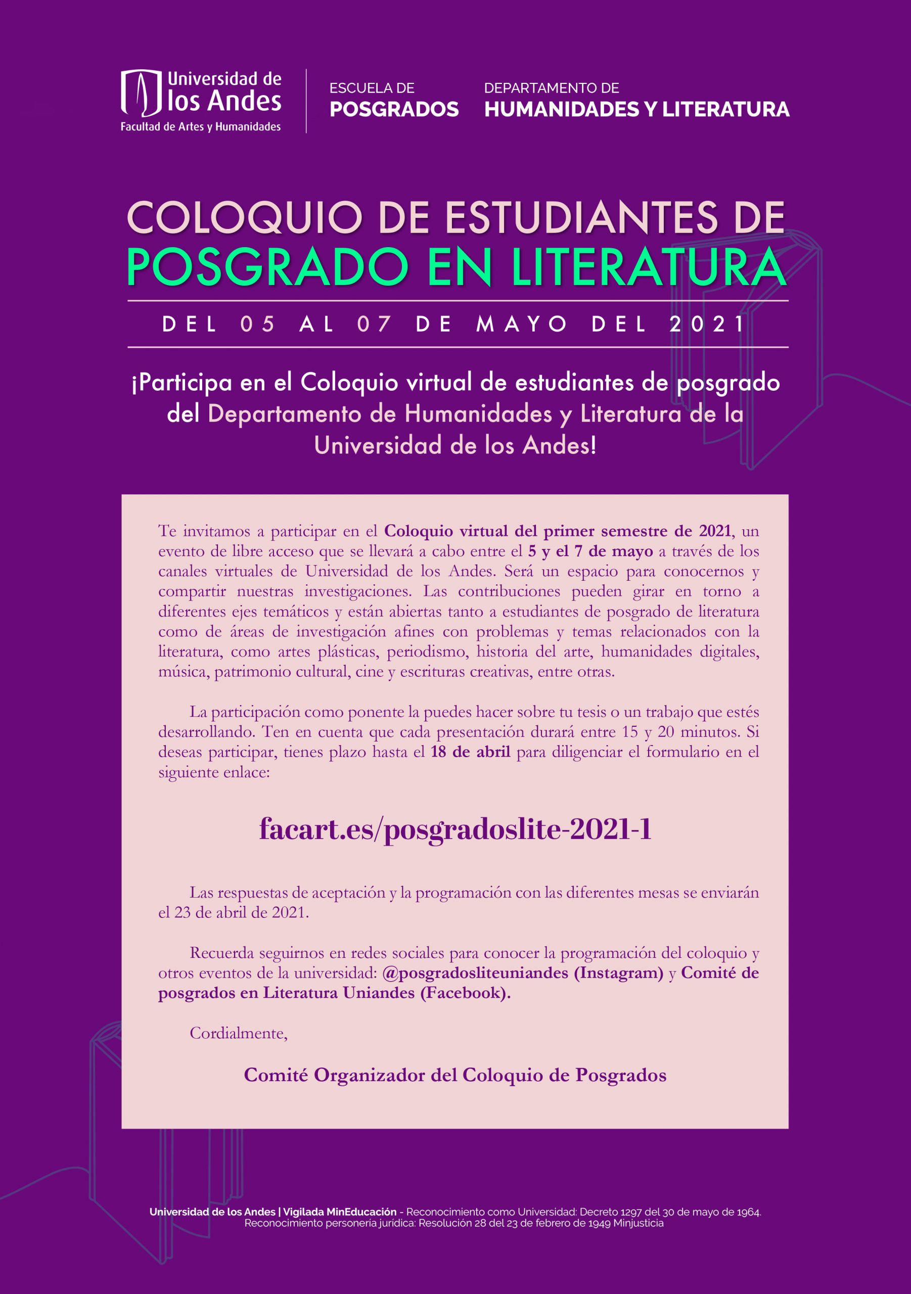 Convocatoria: Coloquio de estudiantes de posgrado en Literatura Convocatoria: Coloquio de estudiantes de posgrado en Literatura