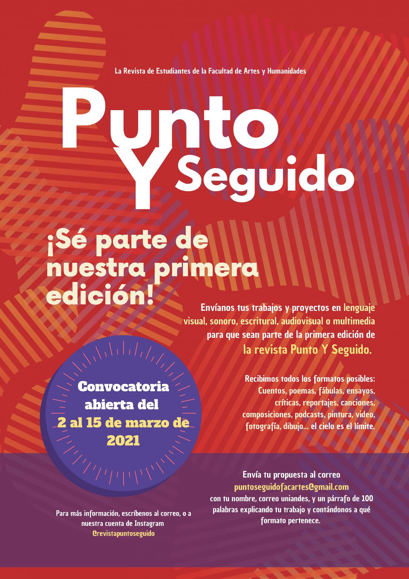Convocatoria abierta del martes 2 al lunes 15 de marzo de 2021