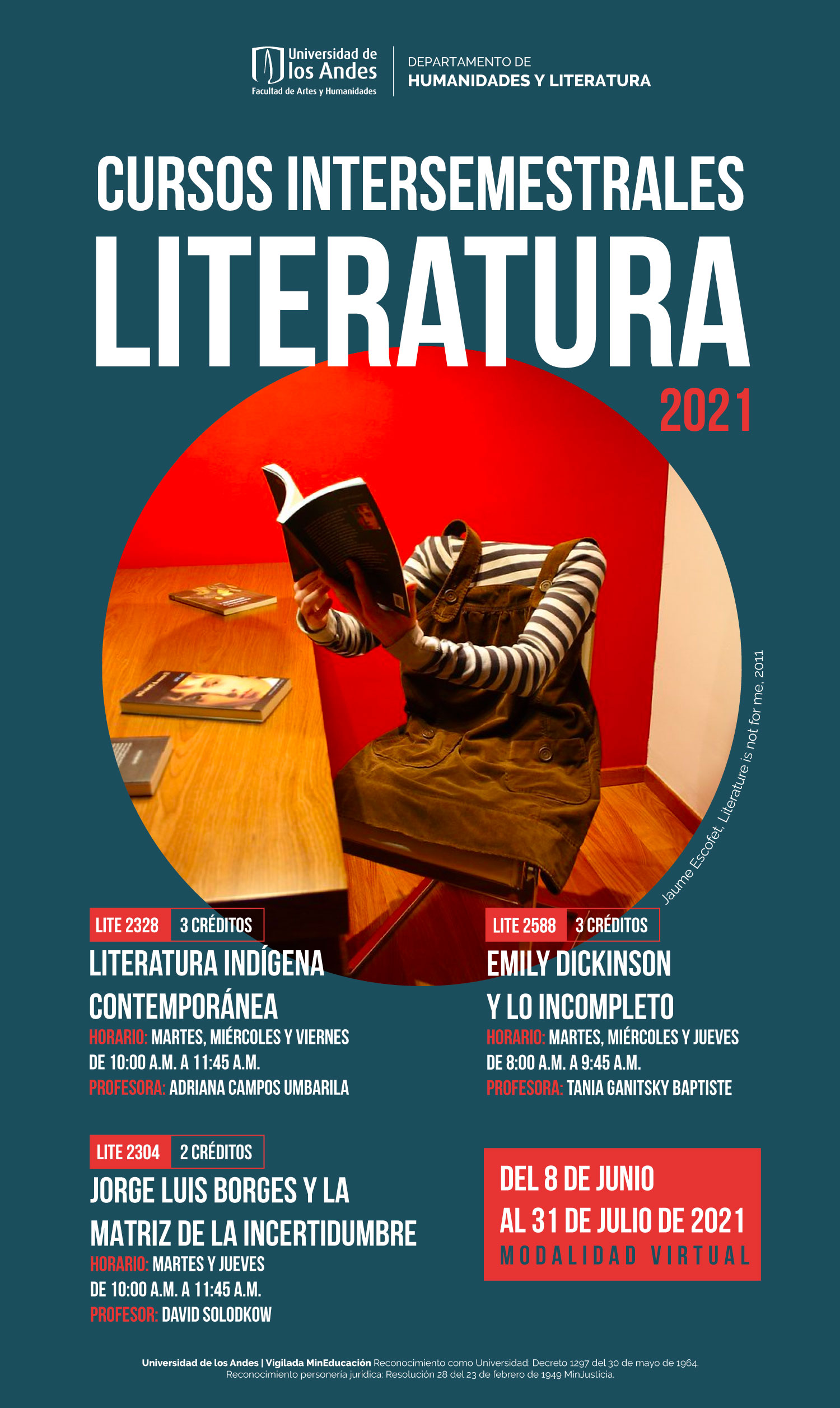 Cursos intersemestrales de Literatura