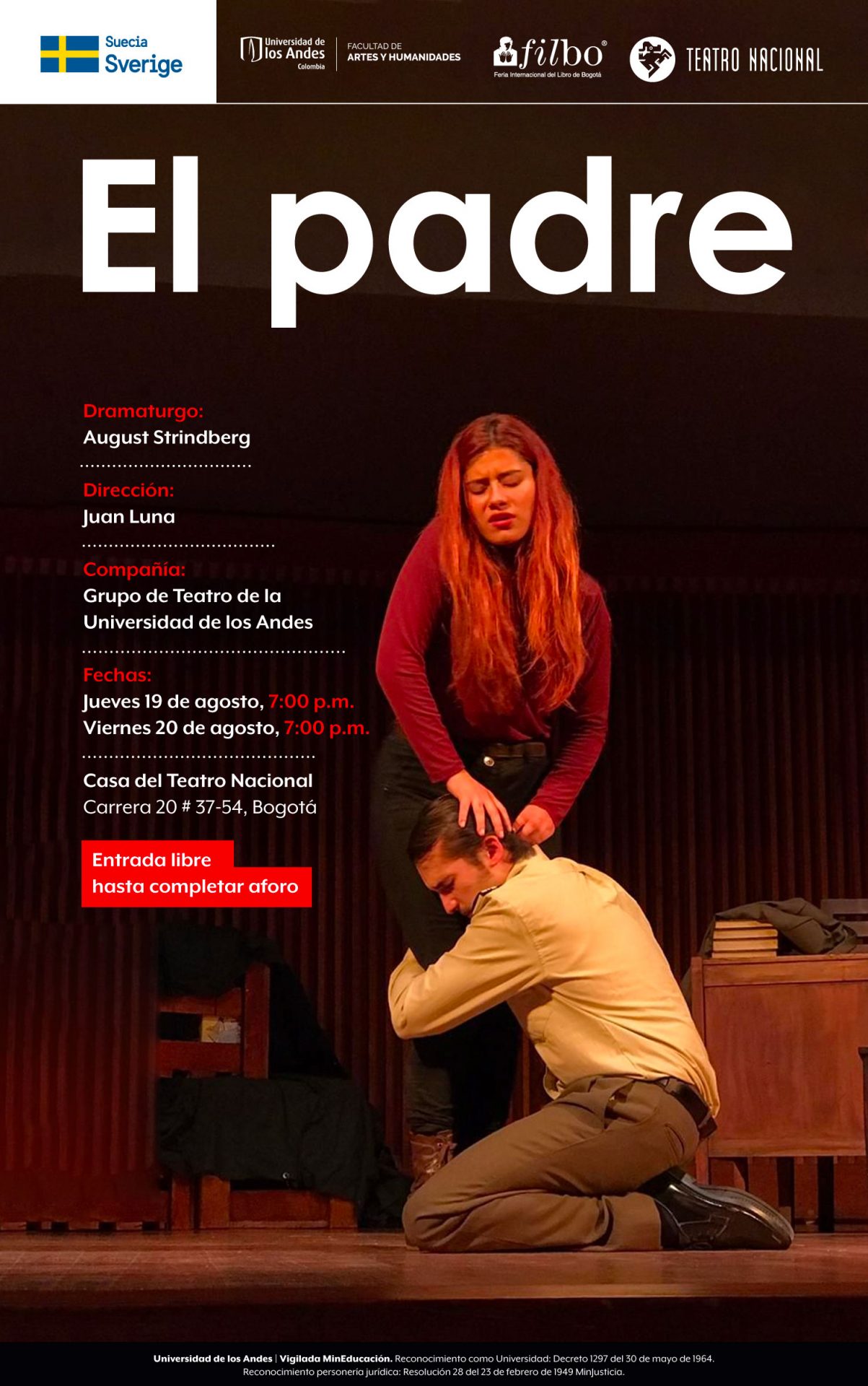El Grupo de Teatro de la Universidad de los Andes presenta El padre de August Strindberg. Dirección: Juan Luna