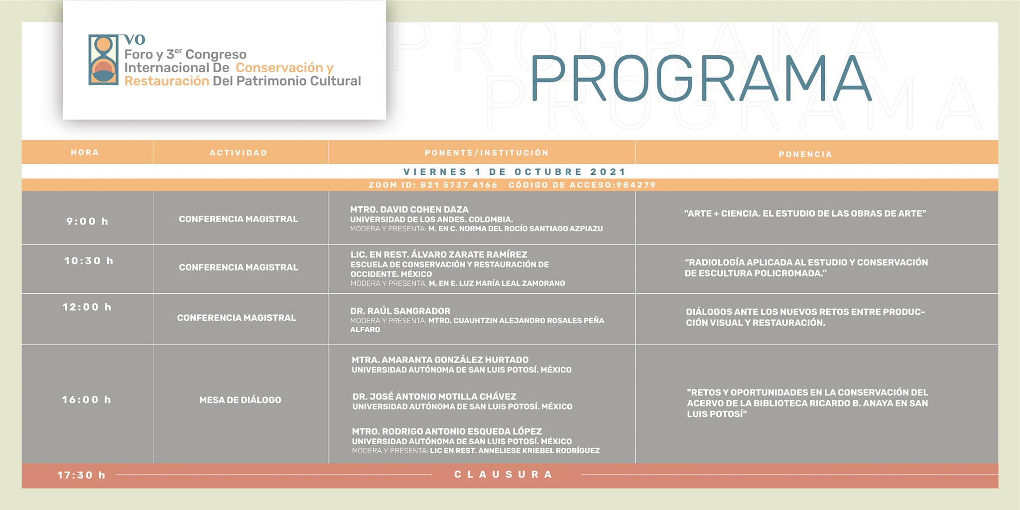 Congreso Internacional de Conservación y Restauración del Patrimonio Cultural "Diálogos Transdisciplinarios - David Cohen