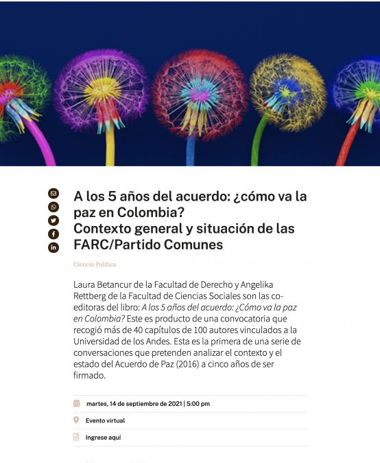 “A los 5 años del acuerdo: ¿cómo va la paz en Colombia? Contexto general y situación de las FARC/Partido Comunes”