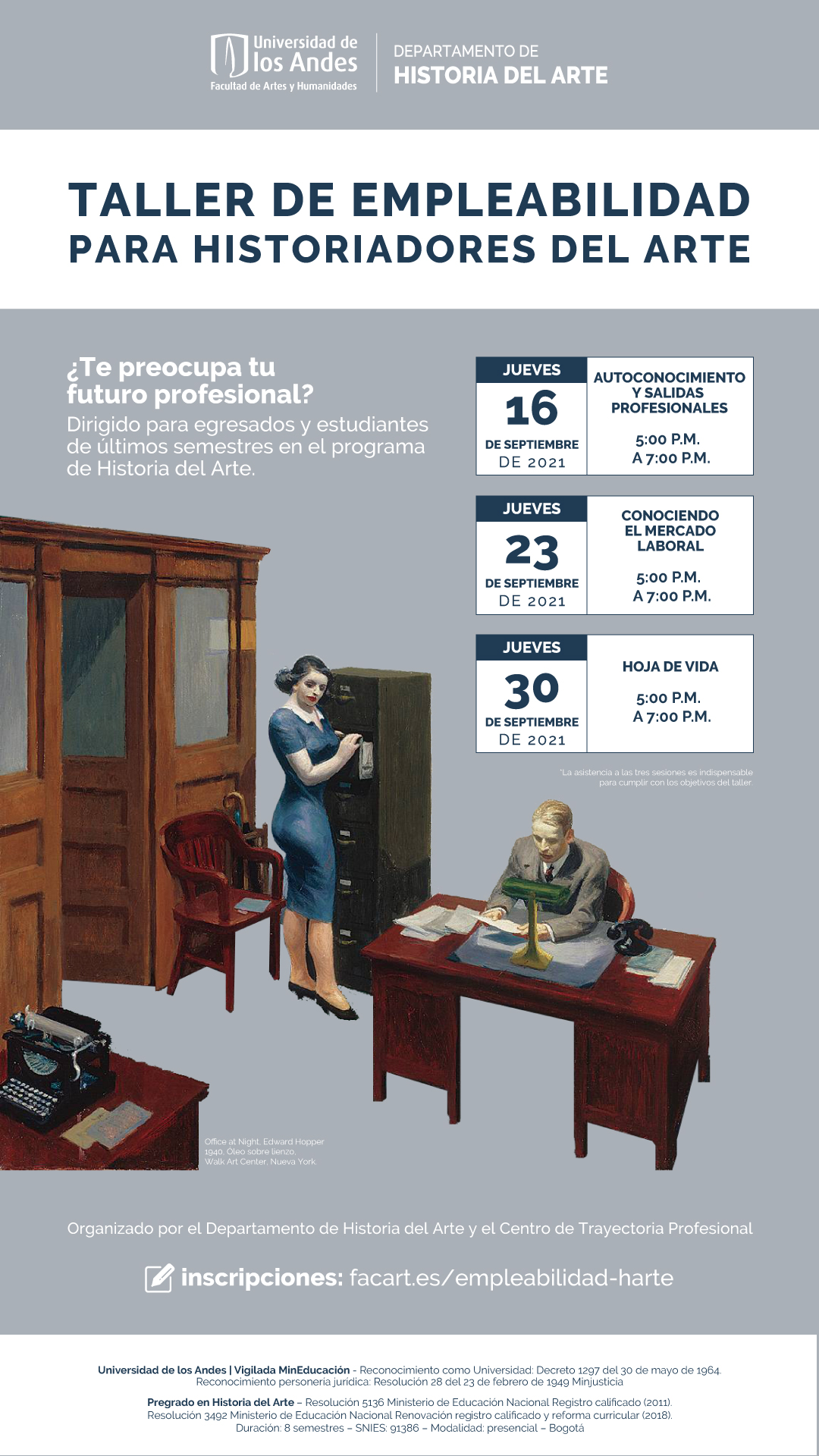 Taller virtual de empleabilidad para egresados y estudiantes de últimos semestres del pregrado en Historia del Arte