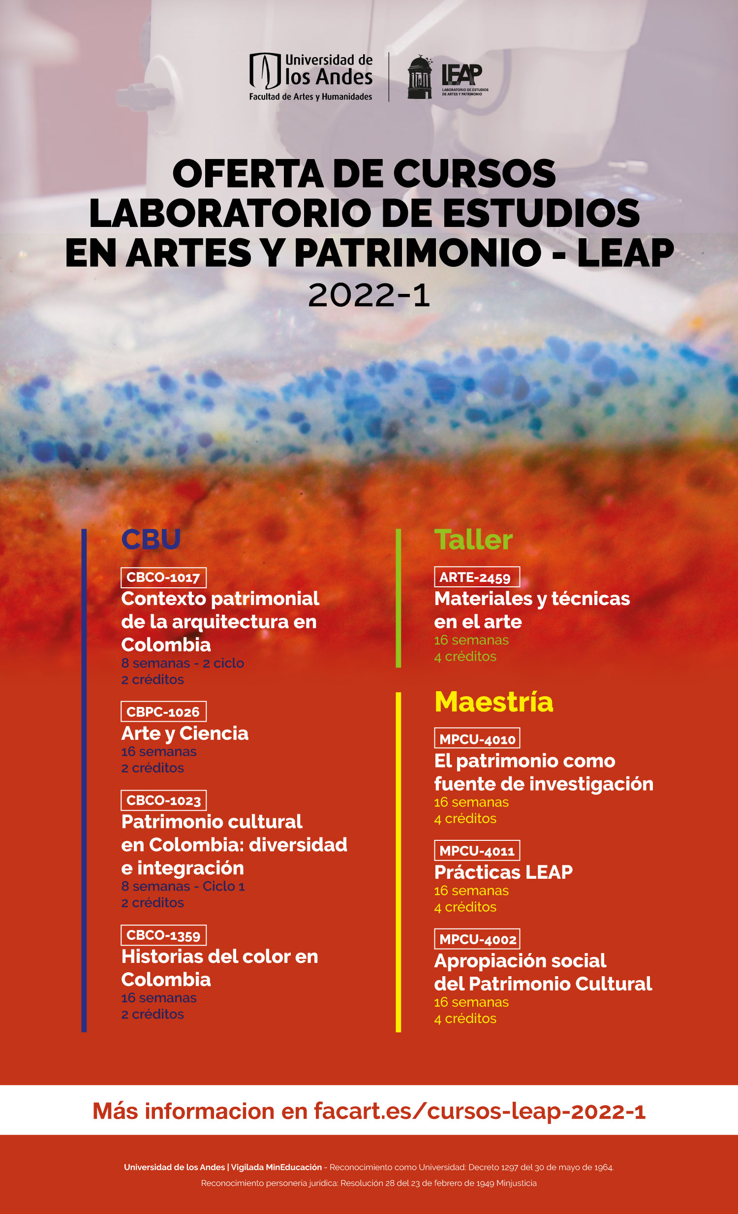 Oferta de cursos Laboratorio de Estudios en artes y Patrimonio – LEAP 2022-10