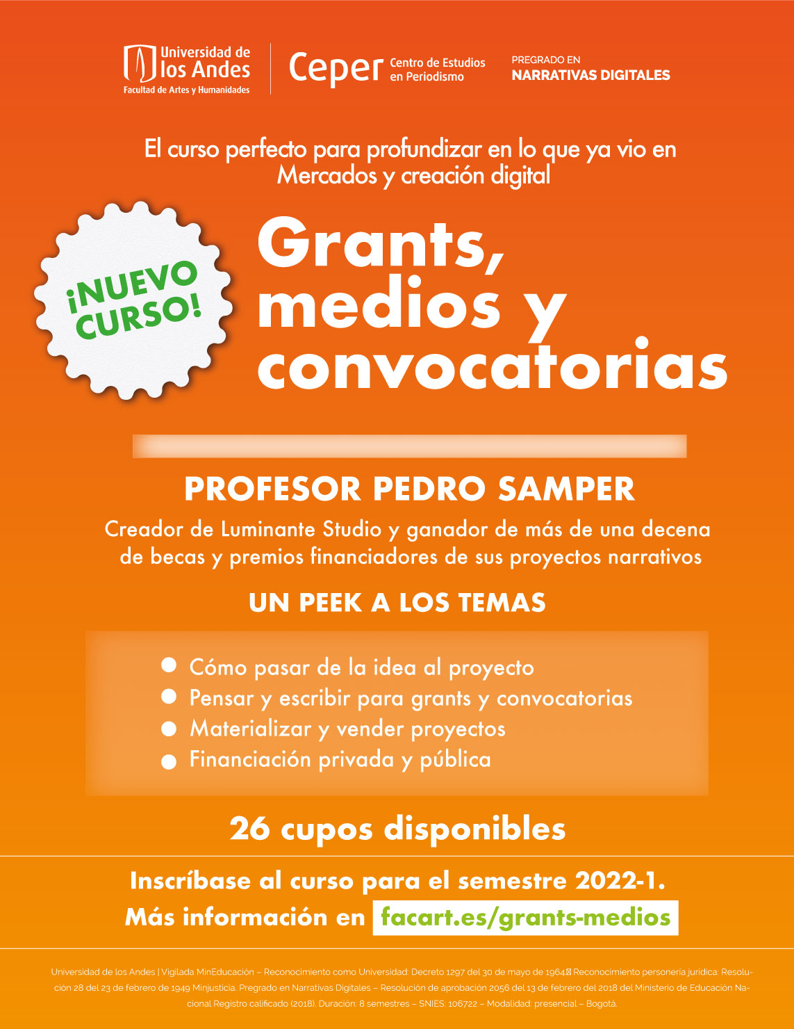El curso perfecto para profundizar en lo que ya vio en Mercados y creación digital. con Pedro Samper, creador de Luminante Studio