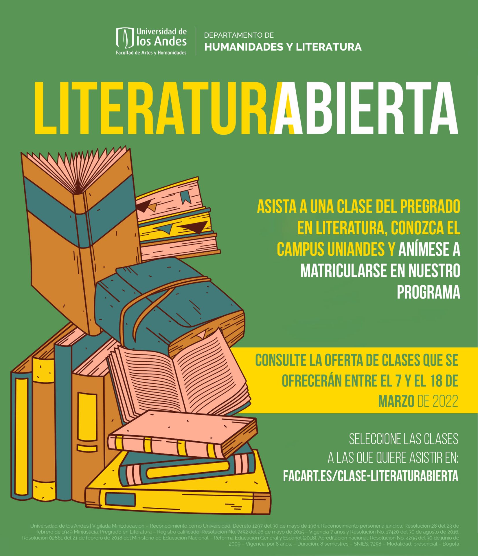 Clases gratuitas y abiertas del pregrado en Literatura