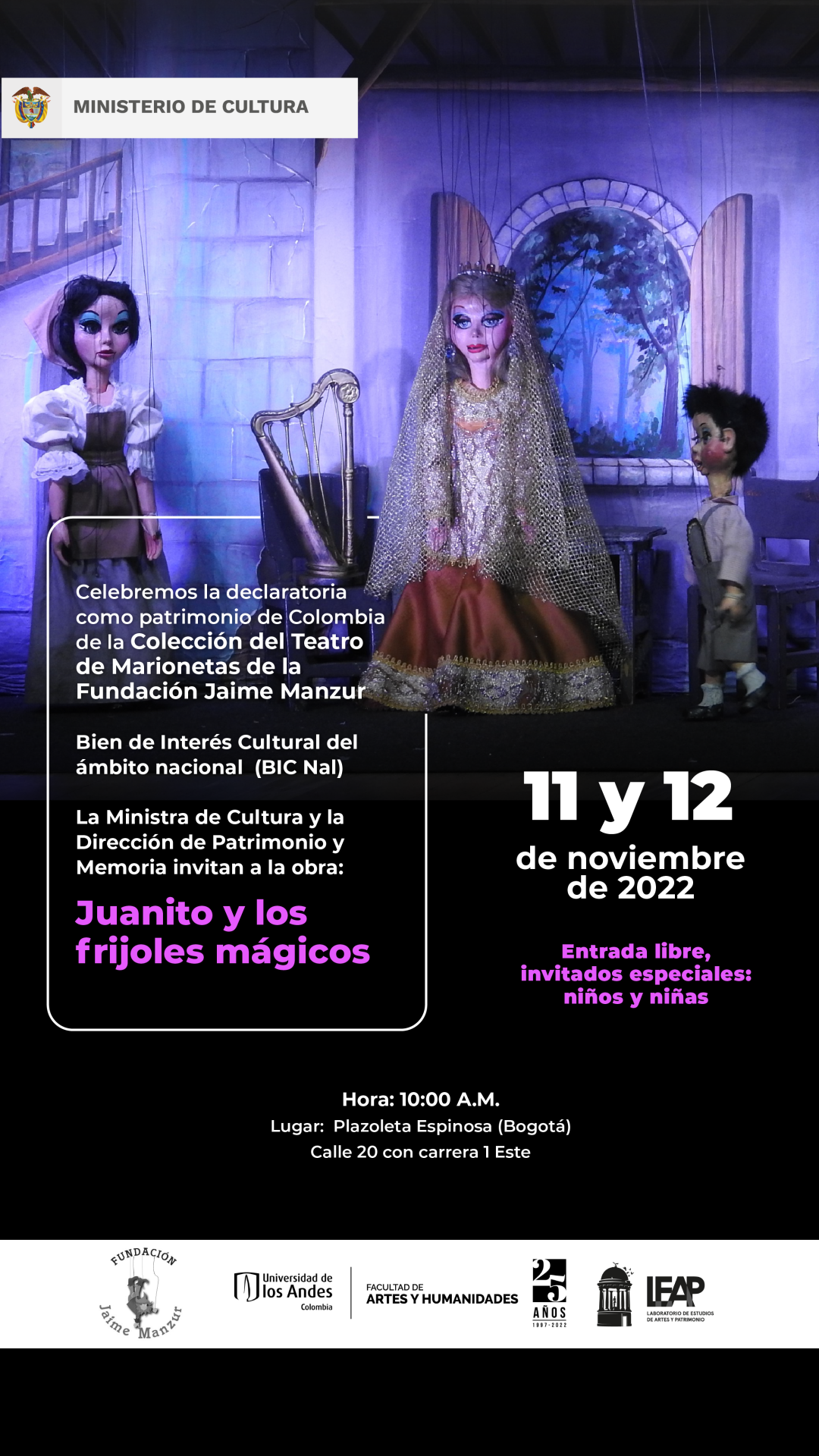 El 11 y 12 de noviembre, a las 10:00 a. m, en el parque Espinosa (Bogotá) ubicado en la Calle 20 con Carrera 1 Este