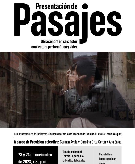 Pasajes, obra sonora en seis actos con lectura performática y video