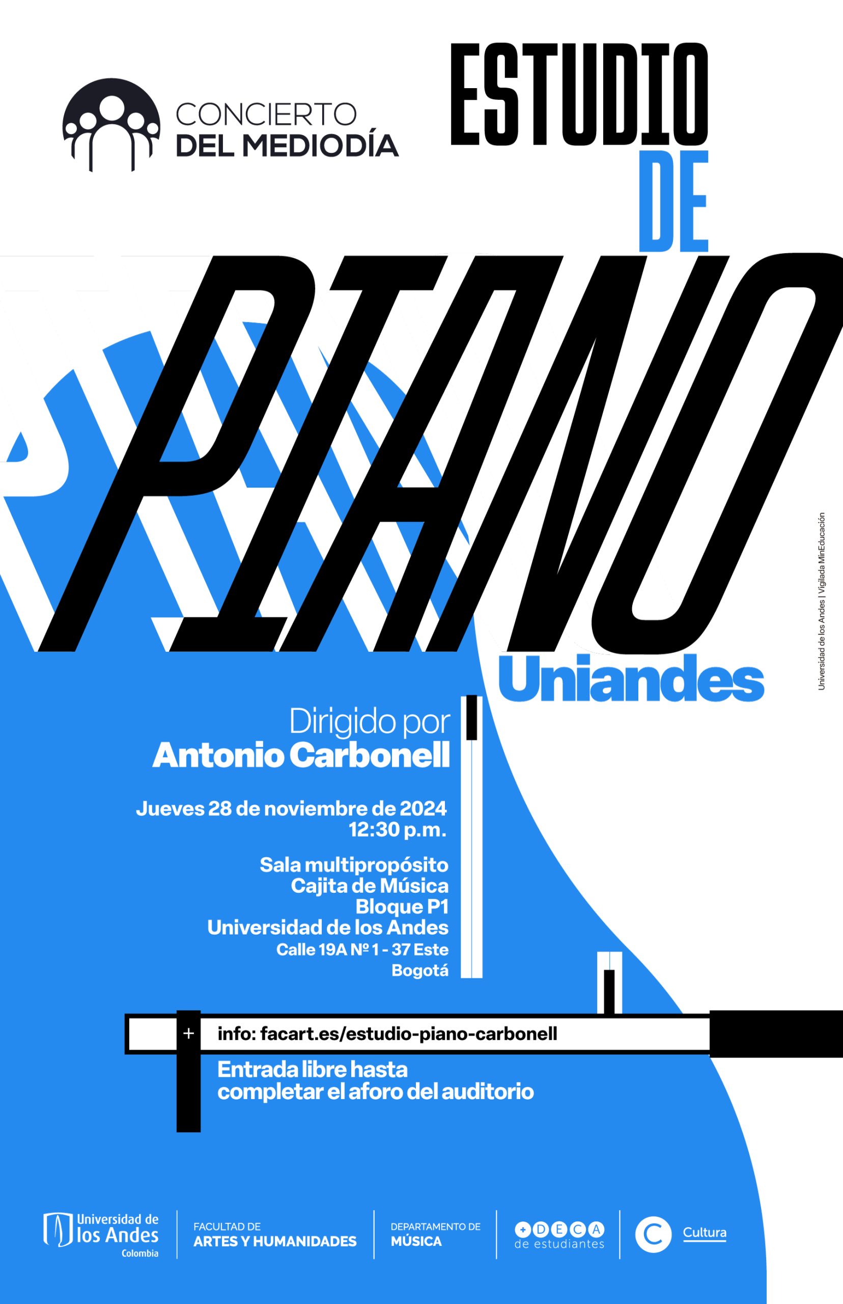Concierto del mediodía: Estudio de piano Uniandes